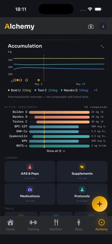 Vayl iOS — Alchemy screen